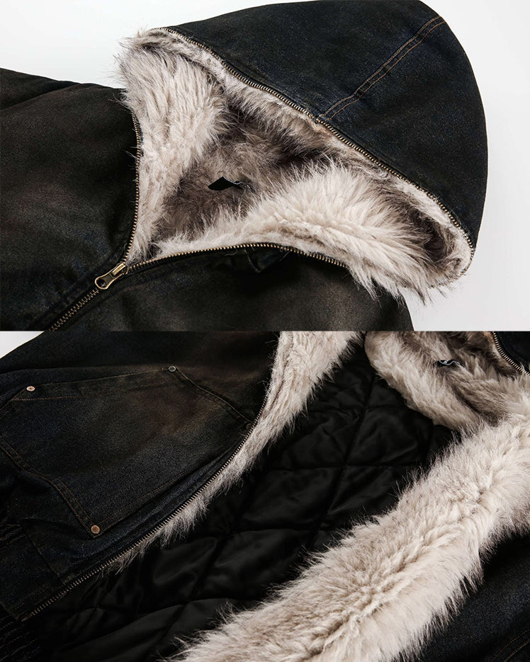 Vintage Distressed Hooded Jacket
