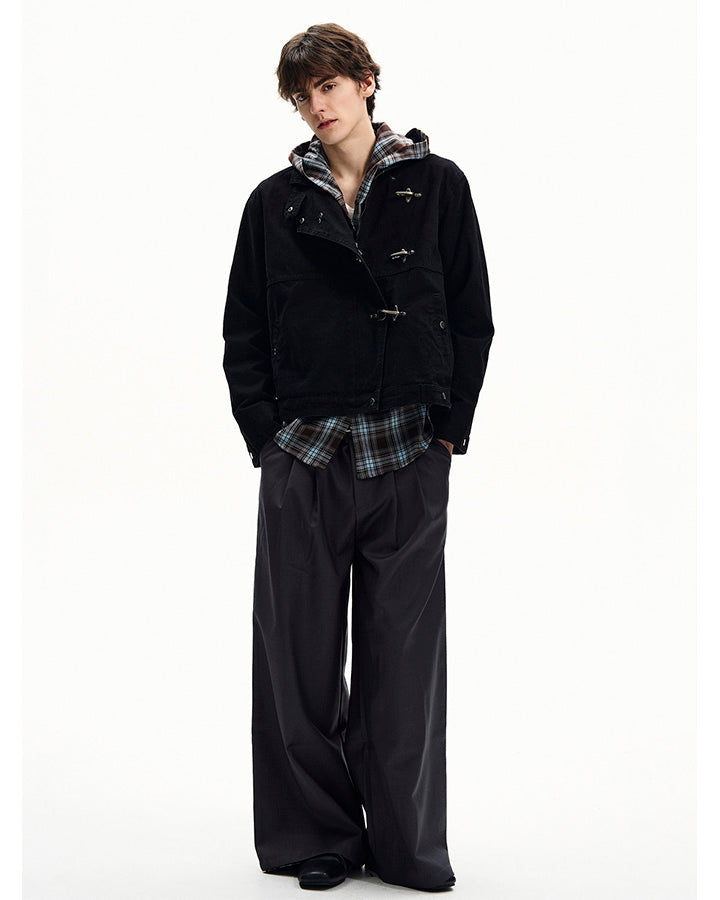 Buckled Stand-Collar Aircraft Buckle Utility Jacket