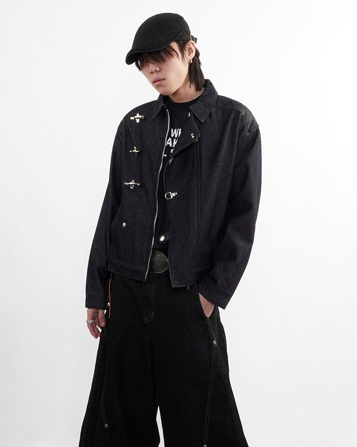 New Vintage Denim Jacket with Airplane Buckles