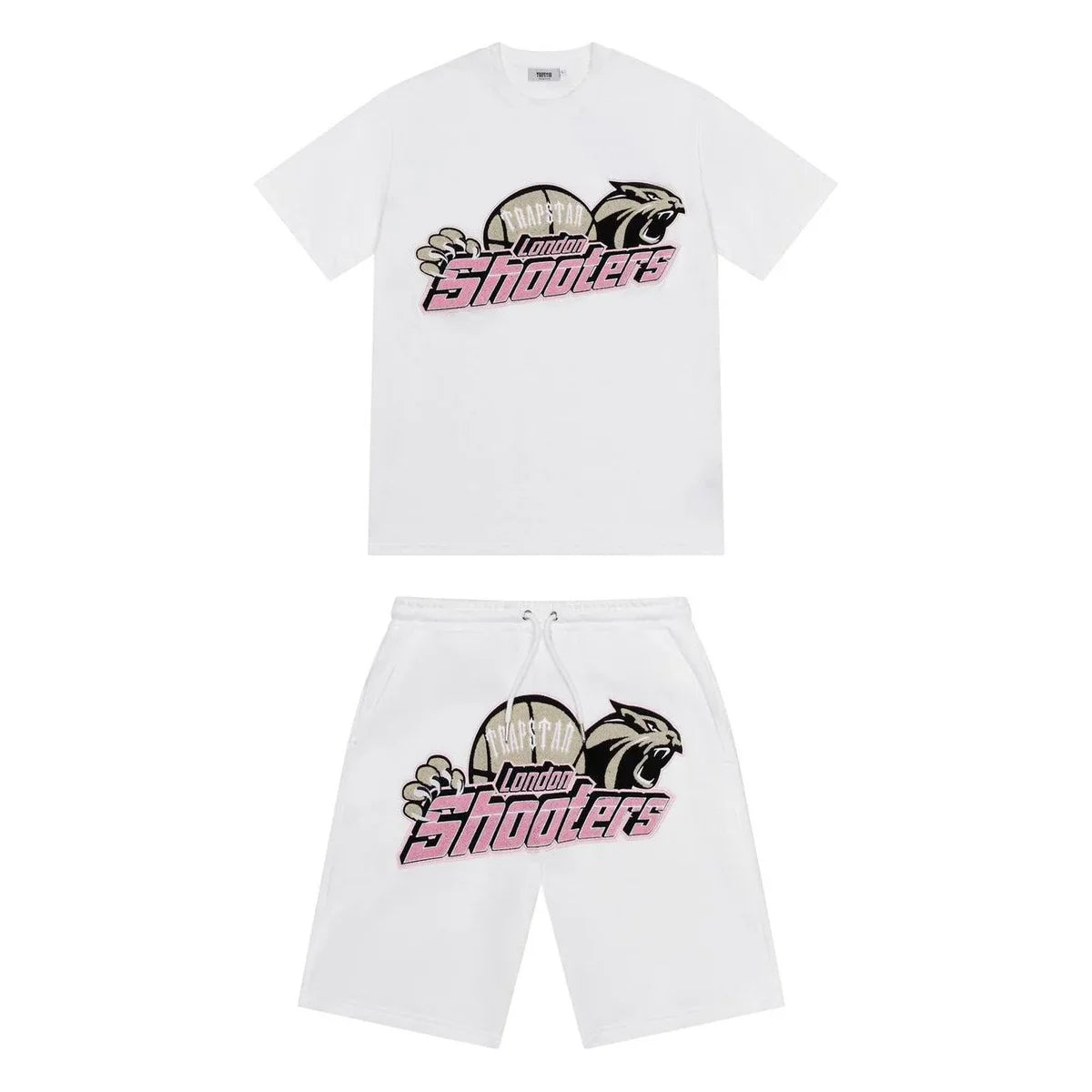 Trapstar Shooters Chenille Short Set - White/Pink