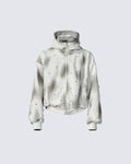 Pearl-Detailed Dirty Wash Zip Hoodie Jacket