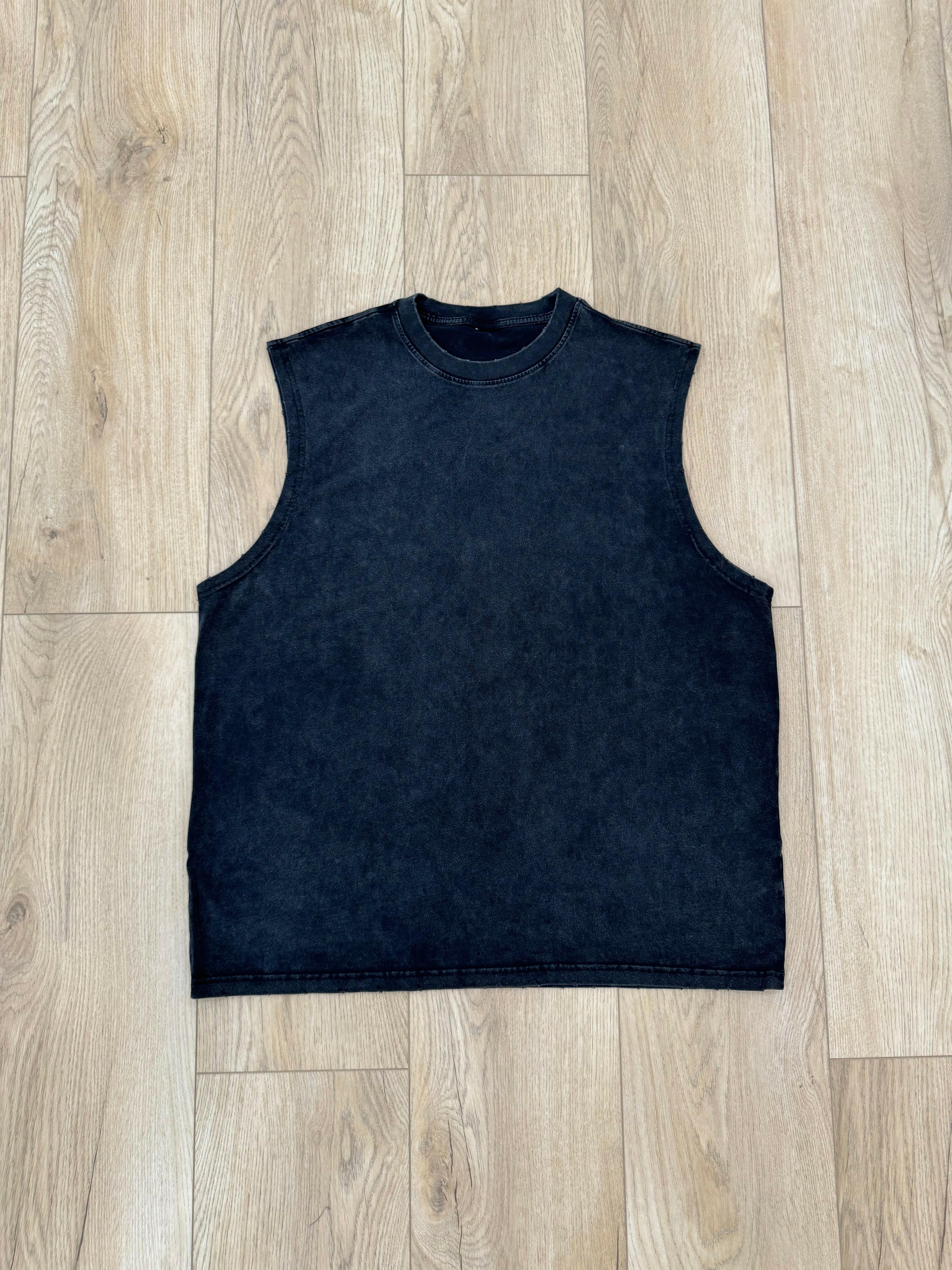 Faded Black Cut Off T-Shirt