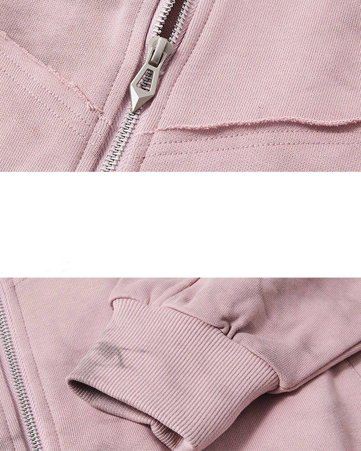 Vintage Wash Embroidered Zip Sweatshirt Jacket