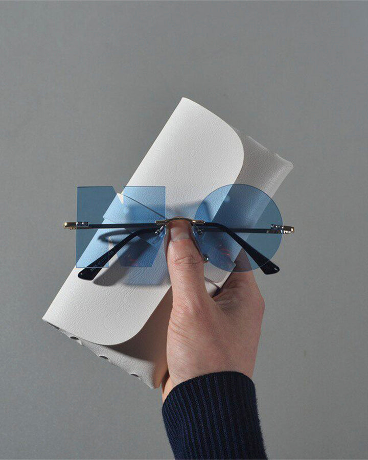 Letter & Round Rimless Resin Sunglasses