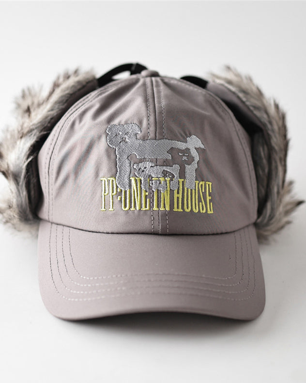 Puppy Embroidery Plush Dual-Wear Couple Cap