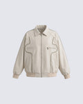 Vintage-Inspired Faux Leather Bomber Jacket