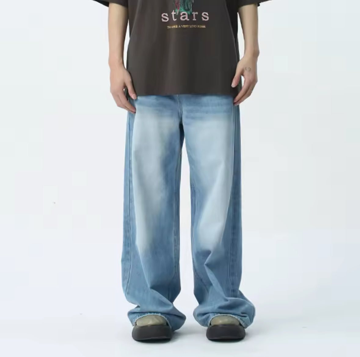 Faded Light Blue Baggy Jeans
