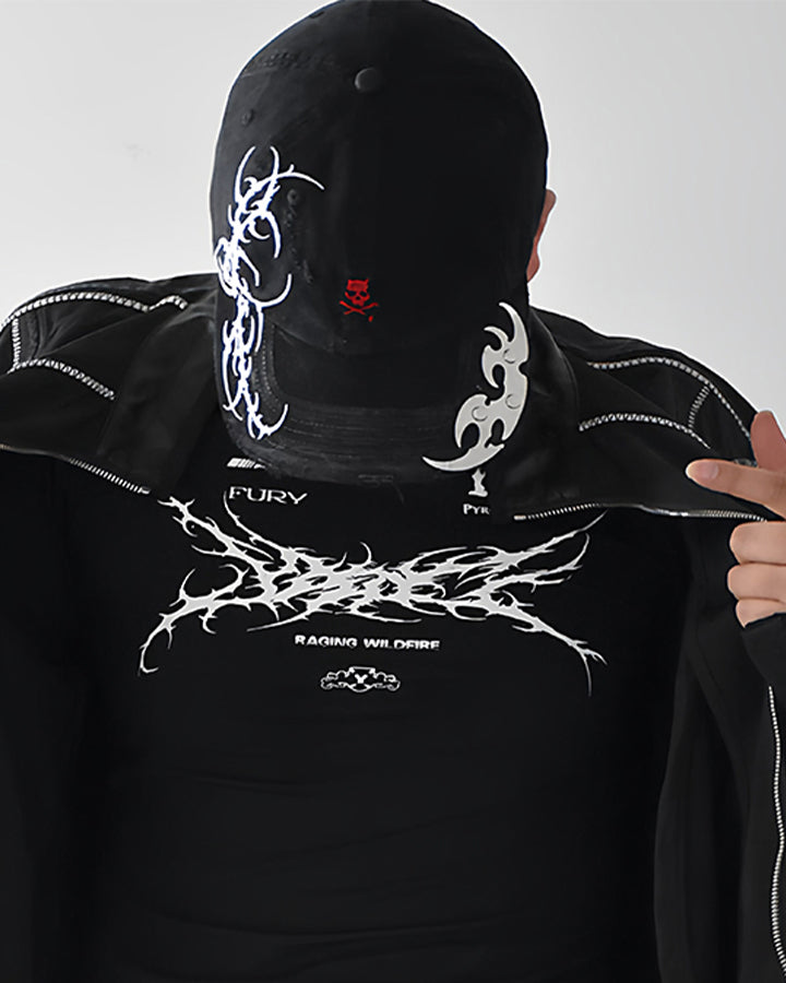 Gothic Skull Embroidered Distressed Baseball Cap