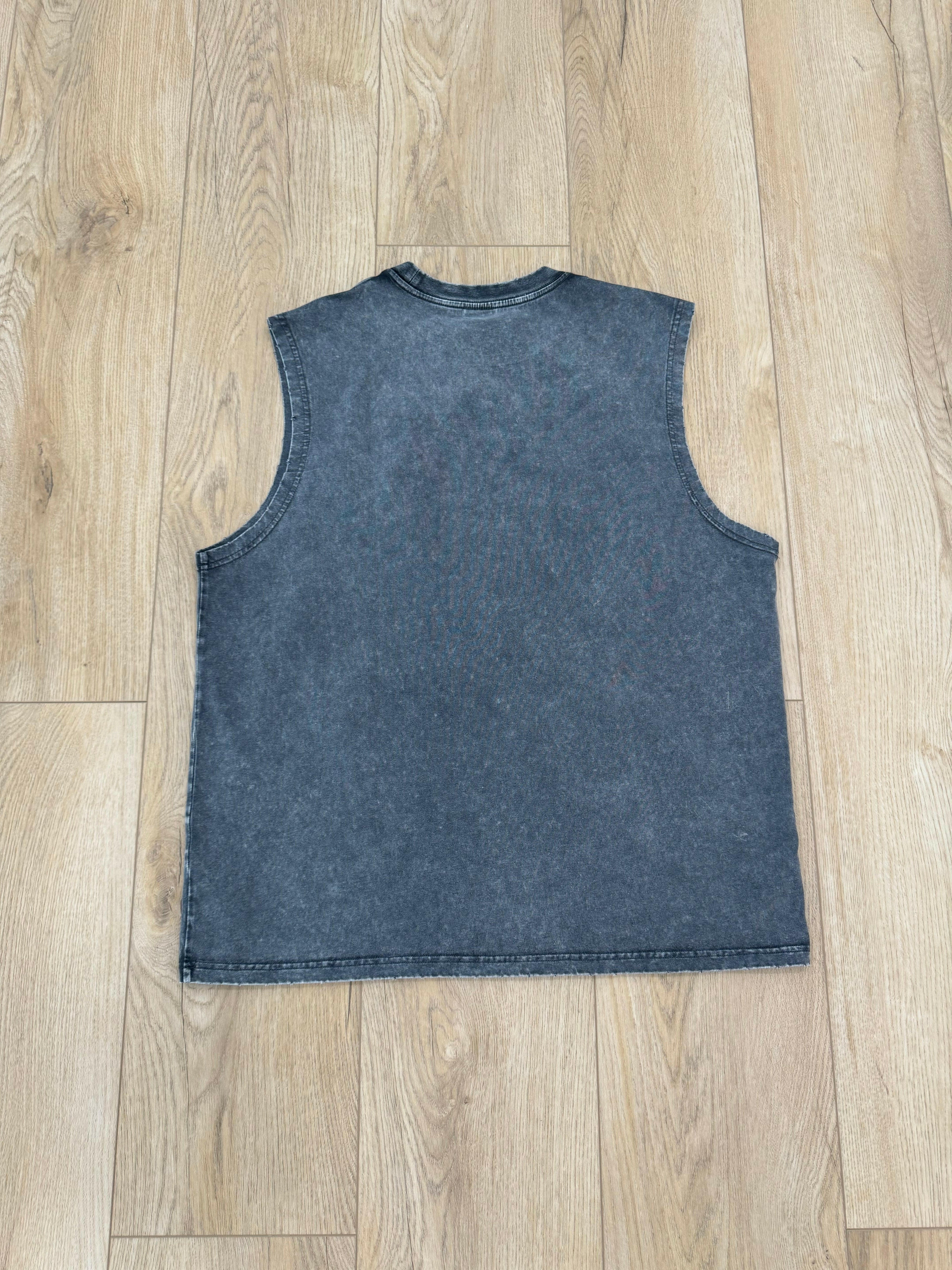 Faded Charcoal Gray Cut Off T-Shirt