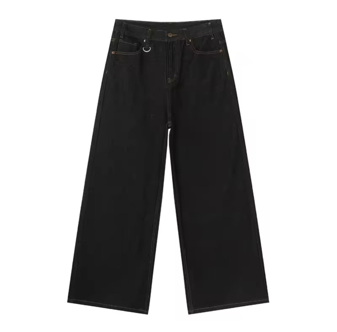Black Raw Denim Baggy Jeans