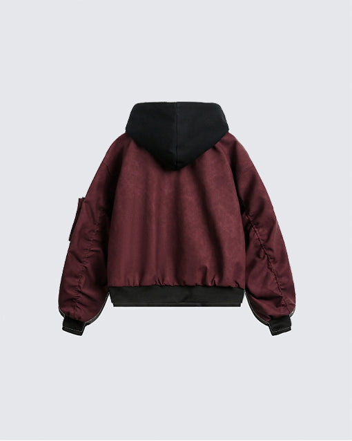 Black Layered Hooded Couple Jacket