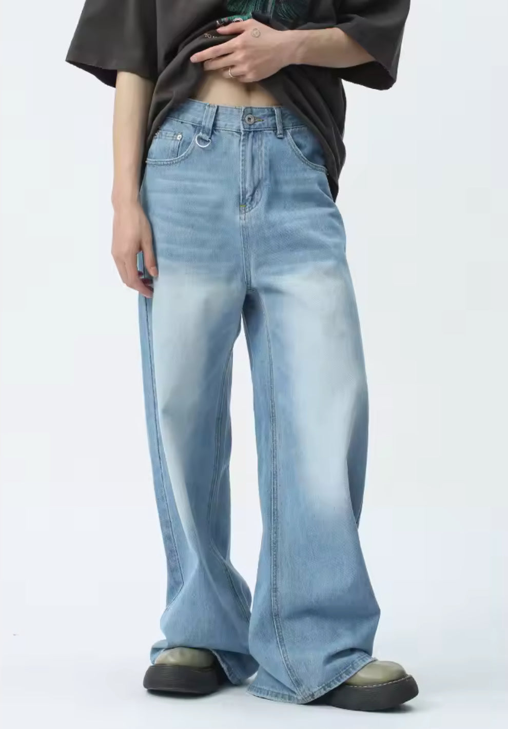 Faded Light Blue Baggy Jeans