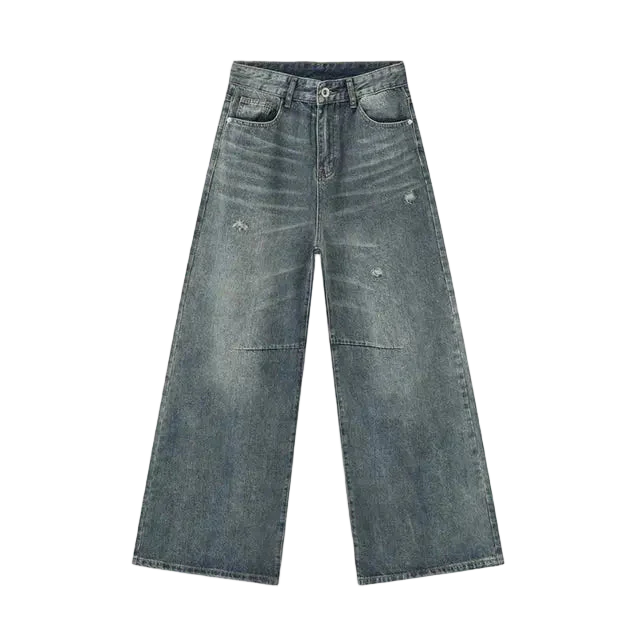 Blue-Gray Distressed Baggy Jeans