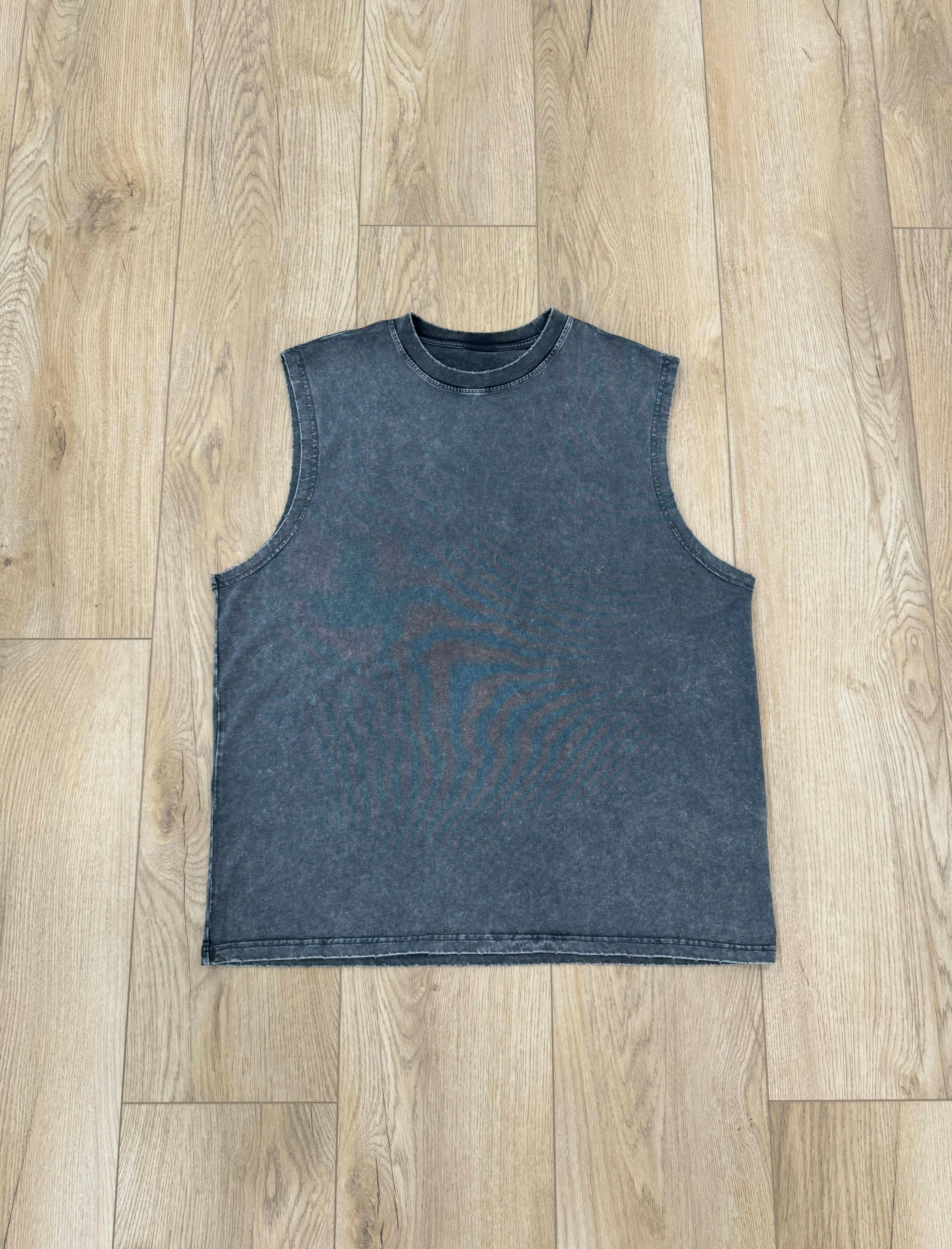 Faded Charcoal Gray Cut Off T-Shirt