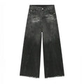 Faded Black Baggy Embroidered Jeans