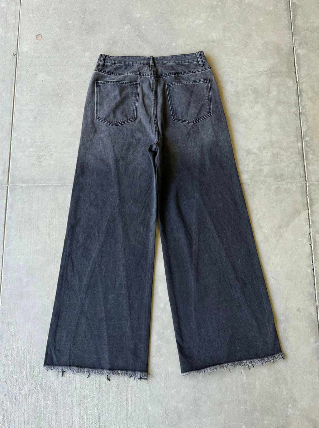 Faded Black Baggy Embroidered Jeans