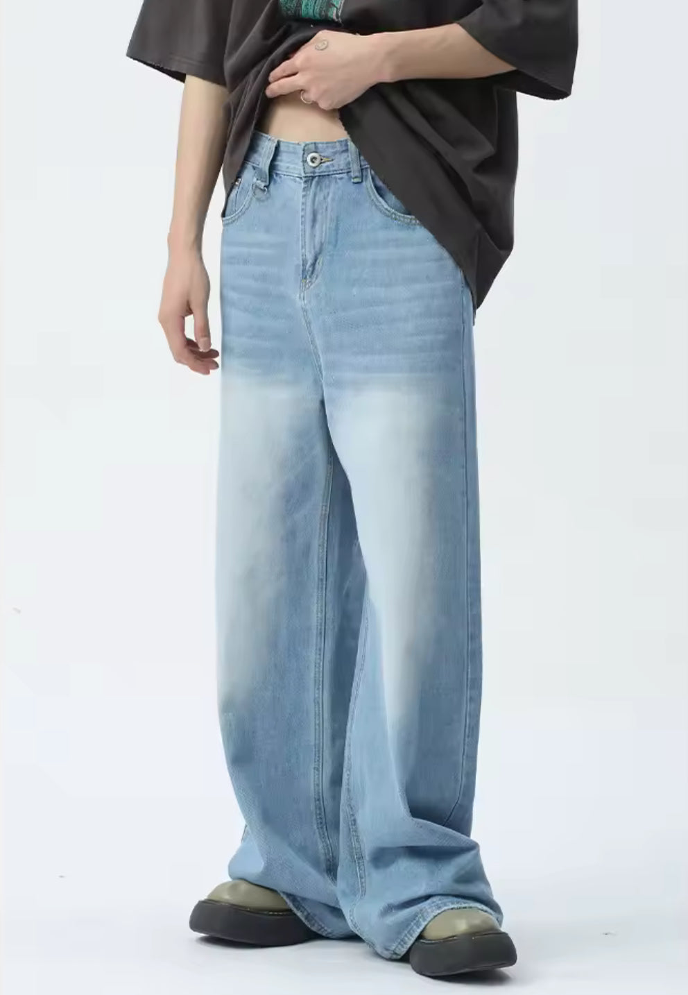 Faded Light Blue Baggy Jeans