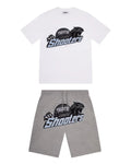 Trapstar Shooters Chenille Short Set - White/Light Blue