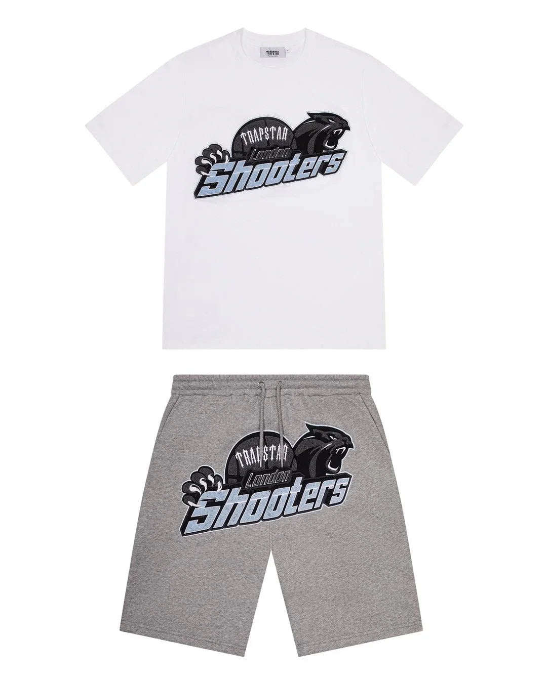 Trapstar Shooters Chenille Short Set - White/Light Blue