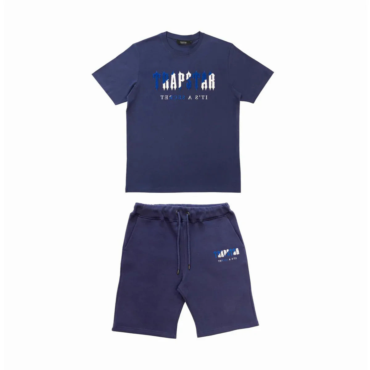 Trapstar Chenille Decoded Short Set - Navy/Dazzling Blue