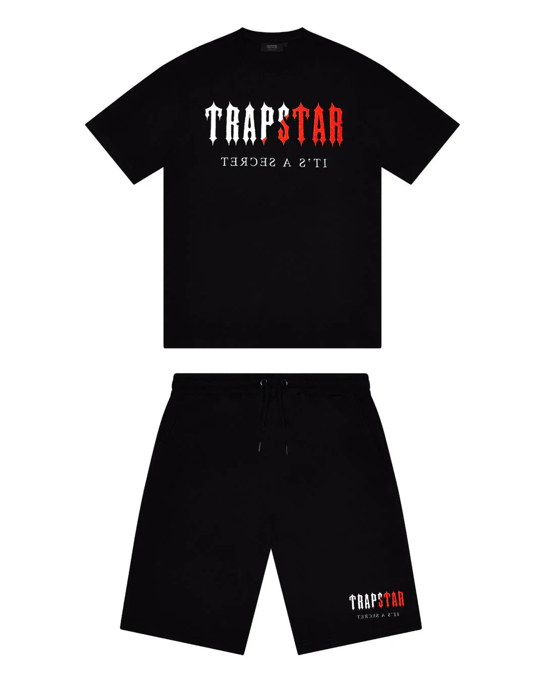 Trapstar Chenille Decoded Short Set - Black/Red