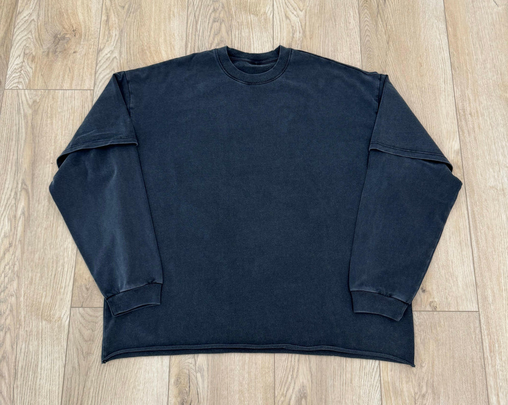 Faded Black Double Layered Long Sleeve Shirt