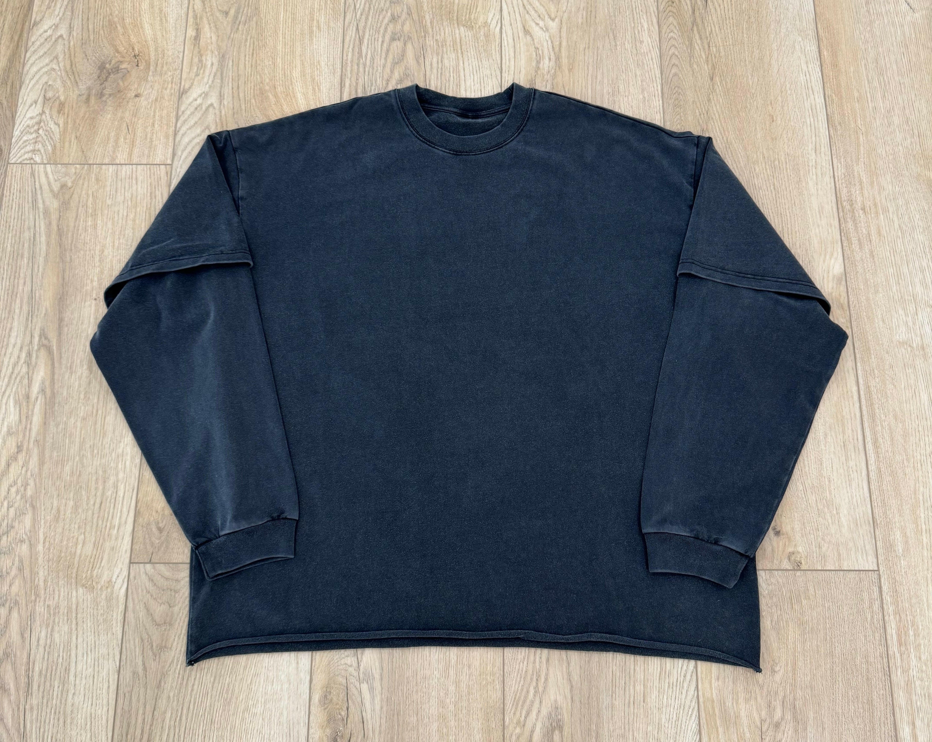 Faded Black Double Layered Long Sleeve Shirt