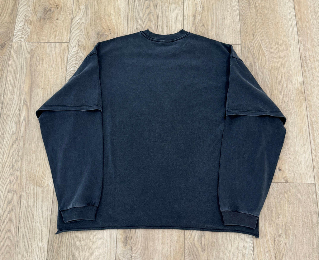 Faded Black Double Layered Long Sleeve Shirt