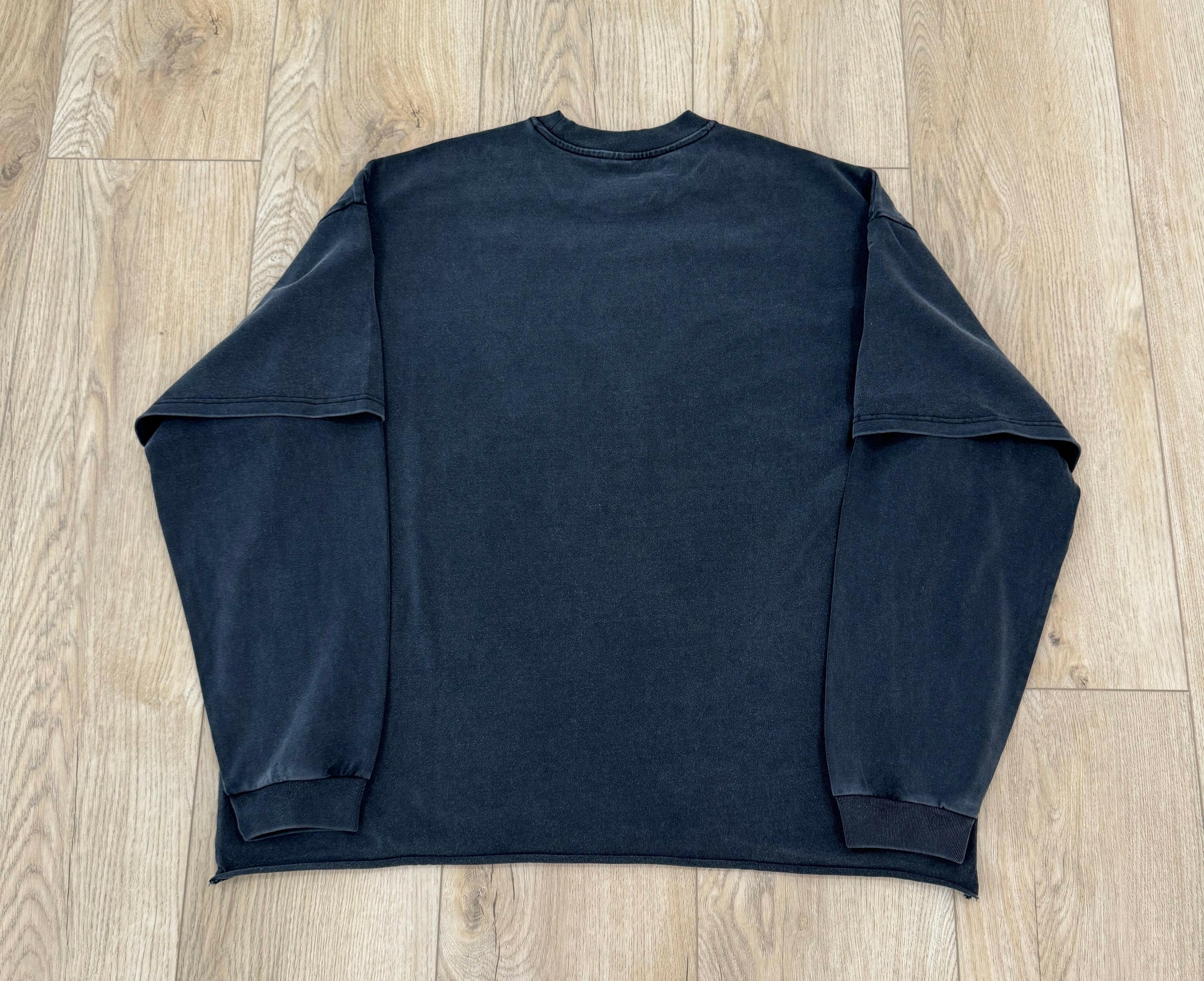 Faded Black Double Layered Long Sleeve Shirt