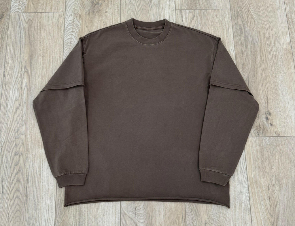 Brown Double Layered Long Sleeve Shirt