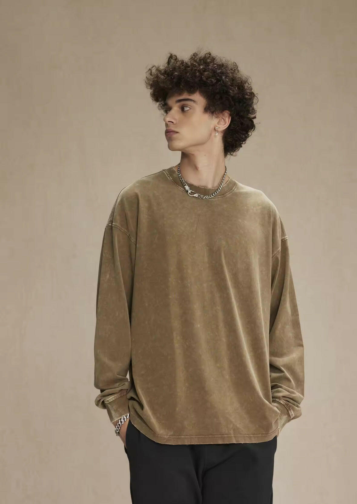 Faded Brown Long Sleeve Shirt