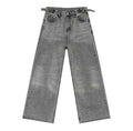 Faded Gray Built In Belt Baggy Jeans
