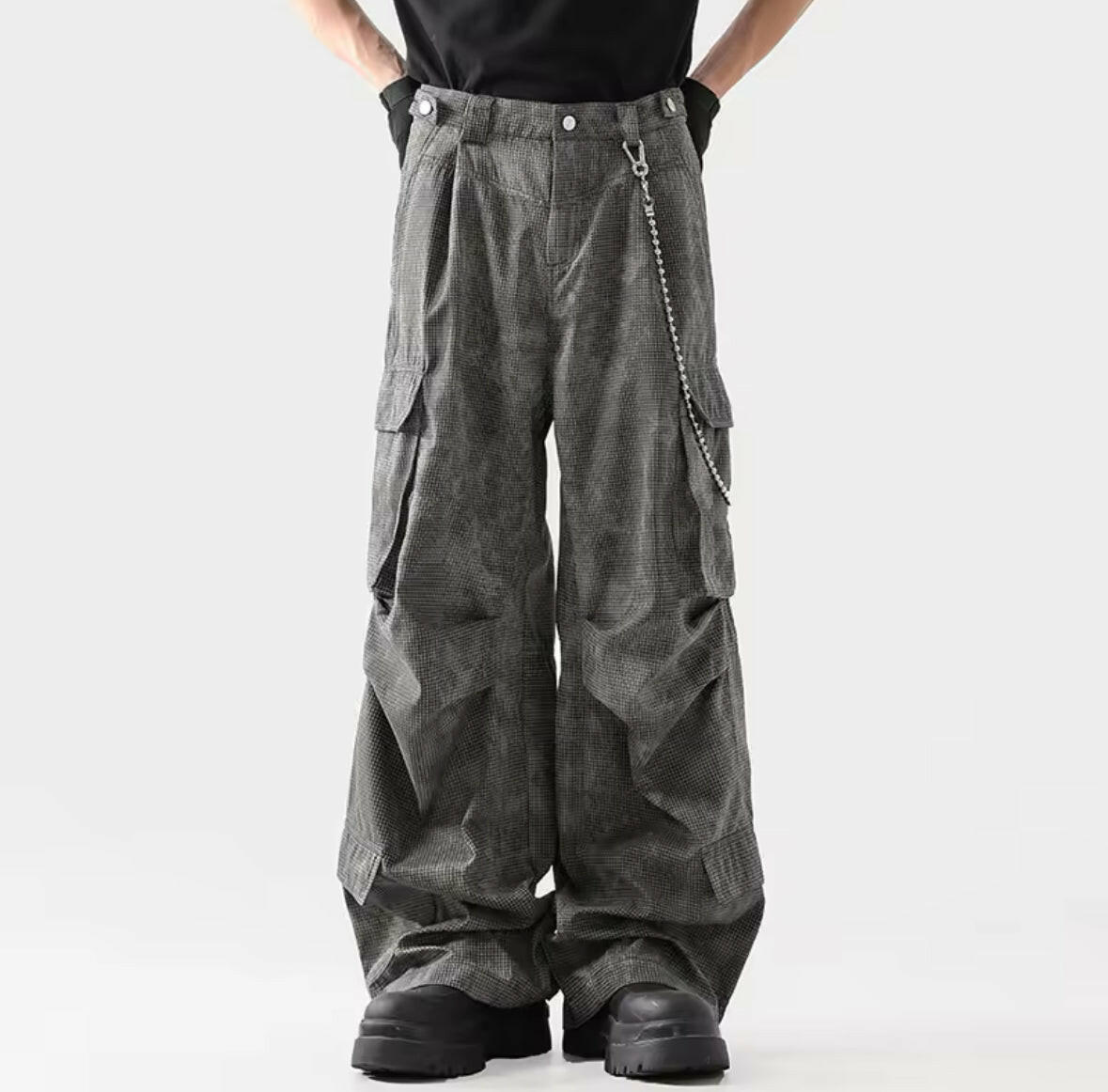 Charcoal Textured Cargo Pants