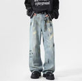Painted Light Blue Baggy Jeans