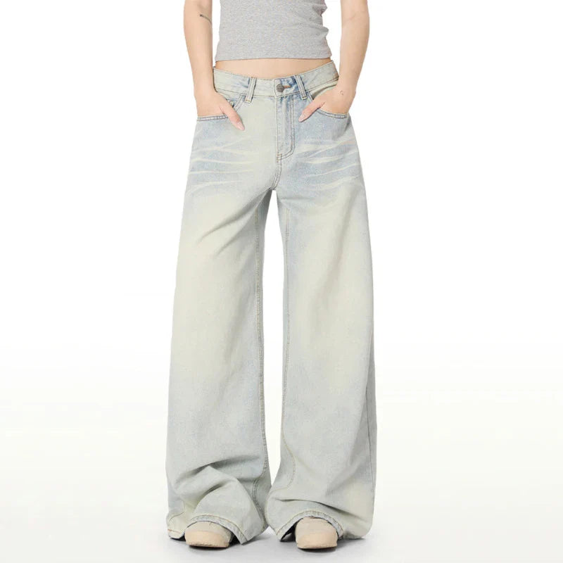 Whiskered Light Blue Washed Jeans