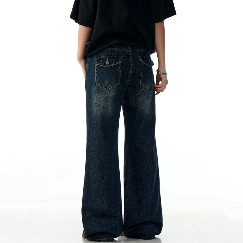 Dark Indigo Rinse Wash Baggy Jeans