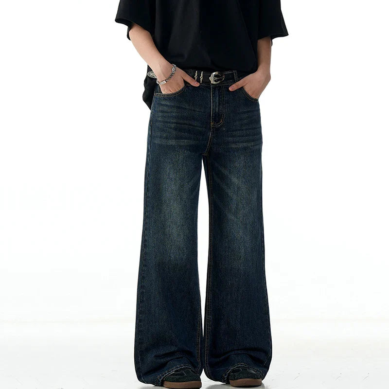 Dark Indigo Rinse Wash Baggy Jeans