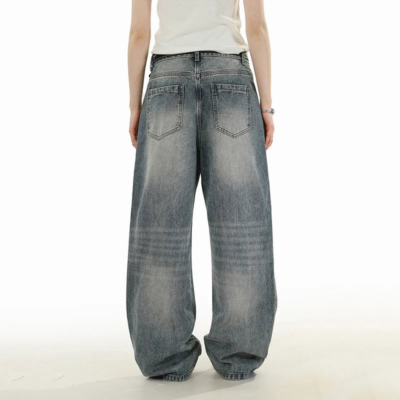 Blue-Gray Paint Splatter Gray Baggy Jeans