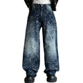 Blue Lightning Wash w/ Rhinestones Baggy Jeans