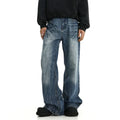 Cracked Blue Wide Leg Jeans