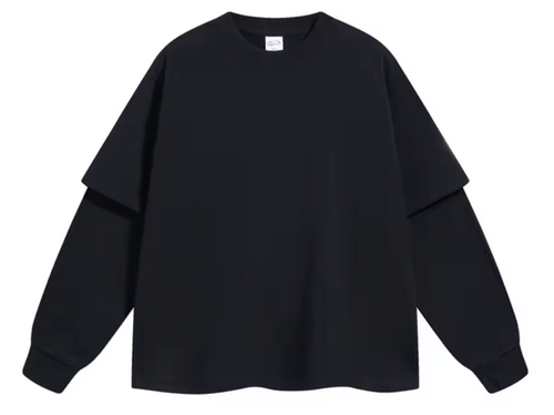 Black Double Layered Long Sleeve Shirt