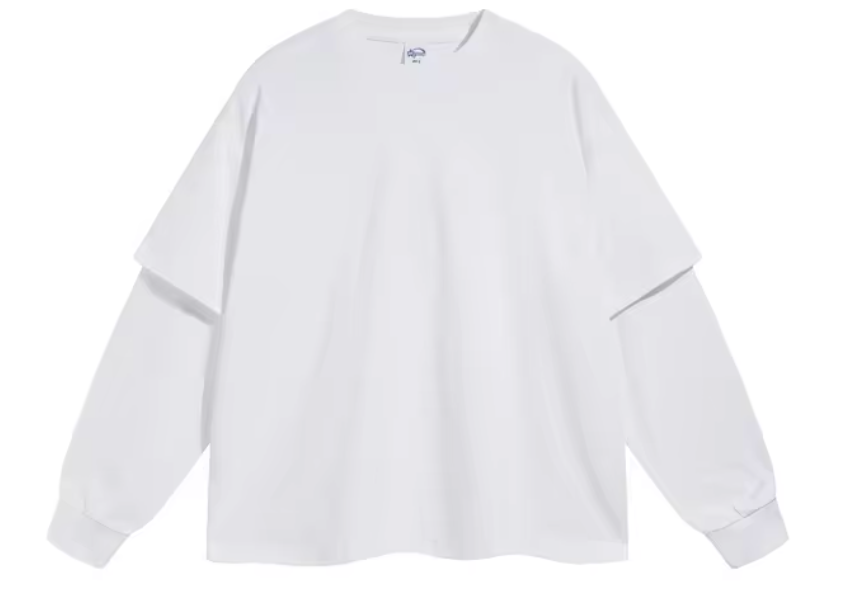 White Double Layered Long Sleeve Shirt
