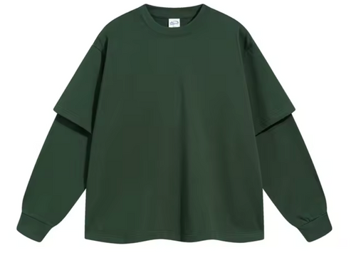 Army Green Double Layered Long Sleeve Shirt