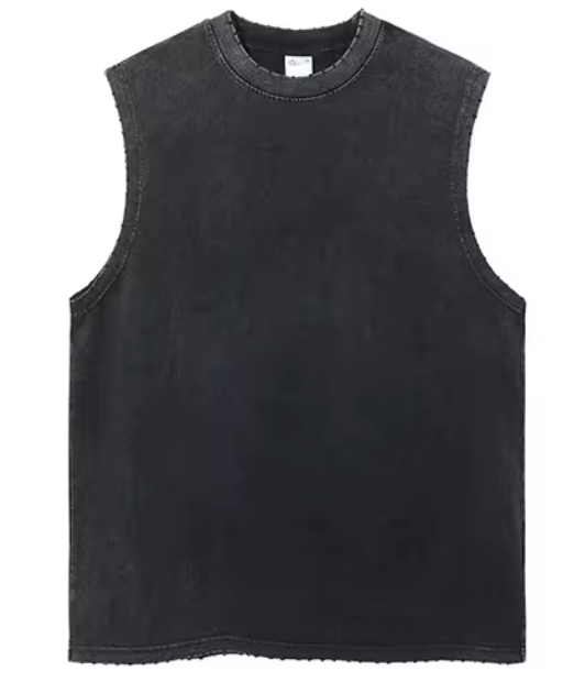 Faded Black Cut Off T-Shirt