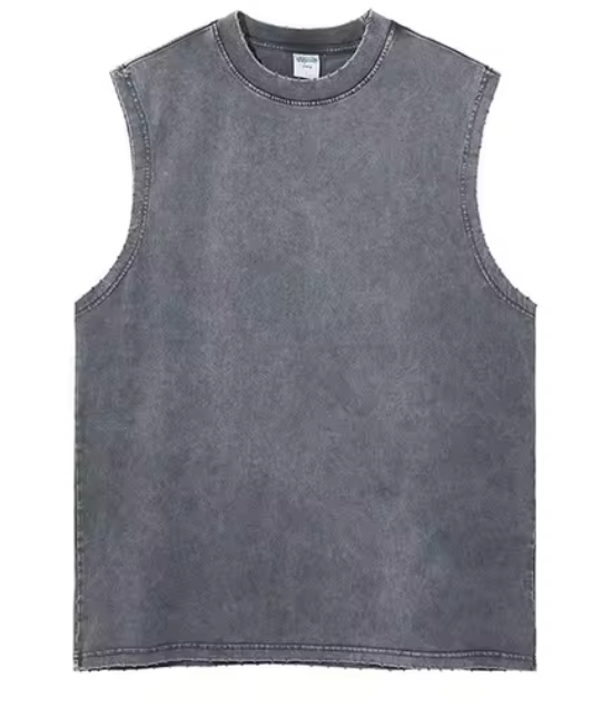 Faded Charcoal Gray Cut Off T-Shirt