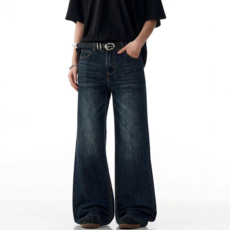 Dark Indigo Rinse Wash Baggy Jeans