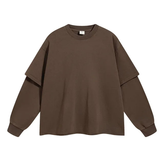 Brown Double Layered Long Sleeve Shirt