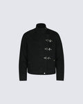 Buckled Stand-Collar Aircraft Buckle Utility Jacket