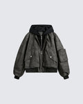 Black Layered Hooded Couple Jacket