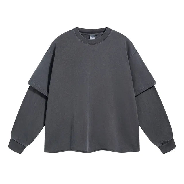 Dark Gray Double Layered Long Sleeve Shirt